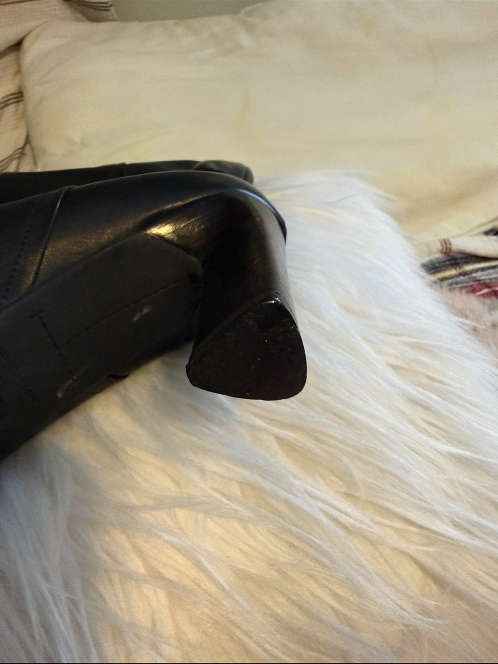 PRADA Women's Black Leather Knee High Zip Boots Square Toe Block Heel Sz 37.5 - Picture 7 of 15